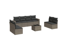 Maison Exclusive - 9 Pcs Conjunto Sofás P/ Jardim Com Almofadões Vime Pe Cinzento
