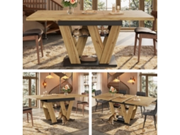 Mesa De Jantar Extensível 119-158,5x80cm, Com Pés Em W, Para Cozinha E Sala, Cor Madeira