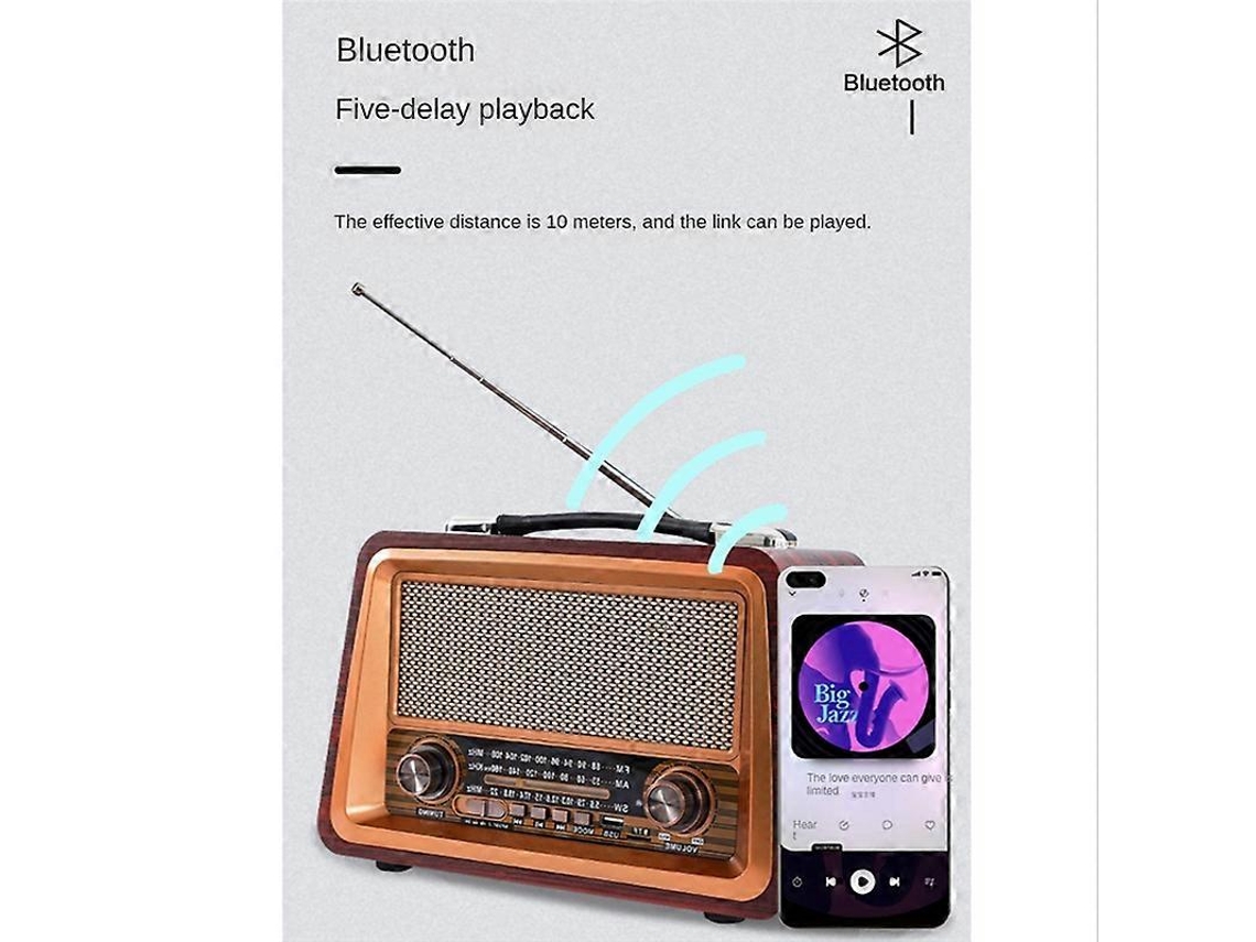 Rádio Am/fm Estéreo Hifi Com Usb Tf Aux Mp3 Player, Cor Madeira Amarela Olysi Shop