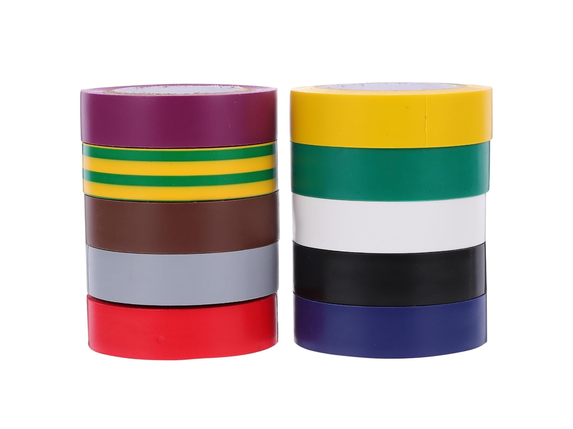 Conjunto De 10 Rolos Fita Isolante Multifuncional Pvc Para Eletricistas, 15mm X 10m, Adequada Para Chicotes Elétricos