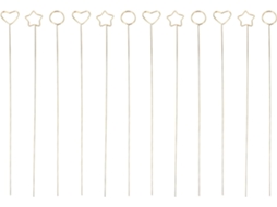 Clipes de metal dourado, formatos elegantes, suporte de ferro, pacote com 30 unidades para flores e marcadores de lugar.