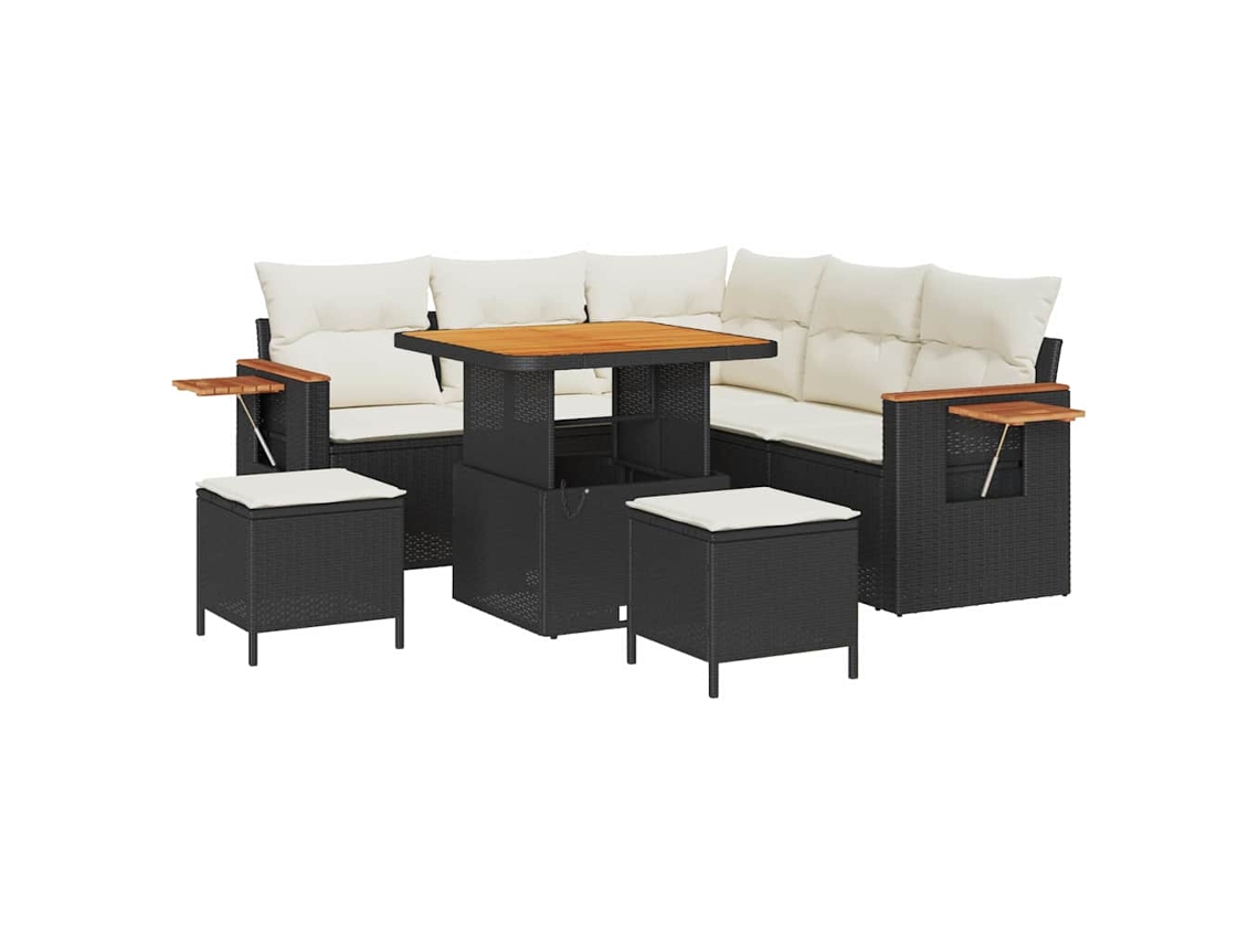 Maison Exclusive - Conjunto De Sofá De Jardim Com Almofada 8 Pcs Preto E Creme