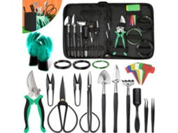 Kit Ferramentas Bonsai 24 Peças Com Tesoura Poda E Bolsa Pu Para Iniciantes