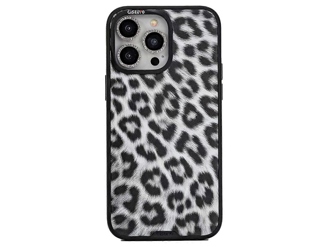 Capa Tkdaddy Caseevo Para Iphone 15 Pro Compatível Com Magsafe Tpu Acrílico Capa De Telefone Com Placa Traseira De Leopardo Removível Preta/branca