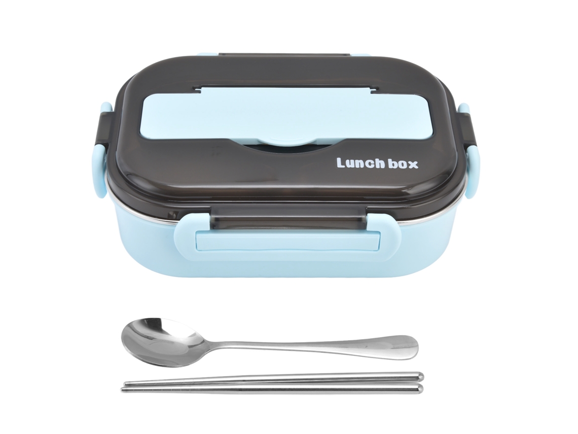 Lancheira 1000ml Com Dois Compartimentos Segura Durável Bom Desempenho De Vedação Caixa Bento Portátil Azul Aquaforge