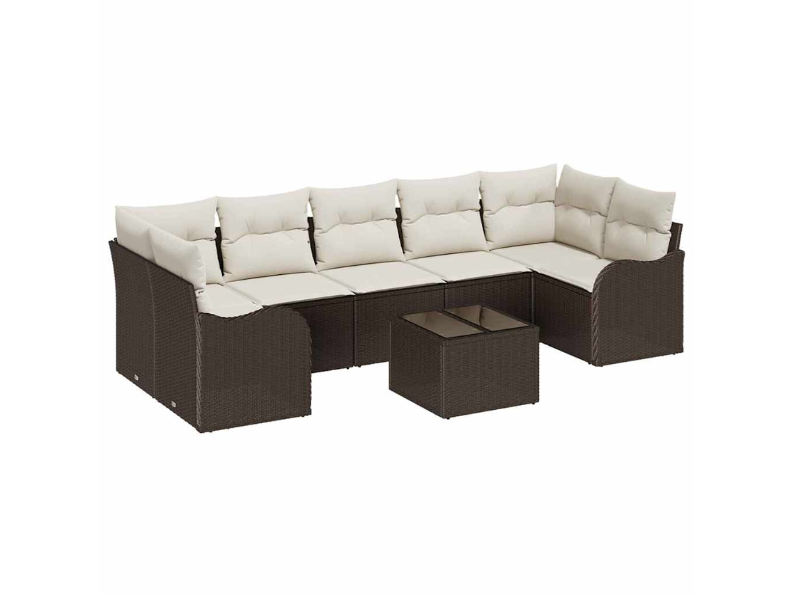 Maison Exclusive - Conjunto De Sofá De Jardim Com Almofada 8 Pcs Marrom E Creme