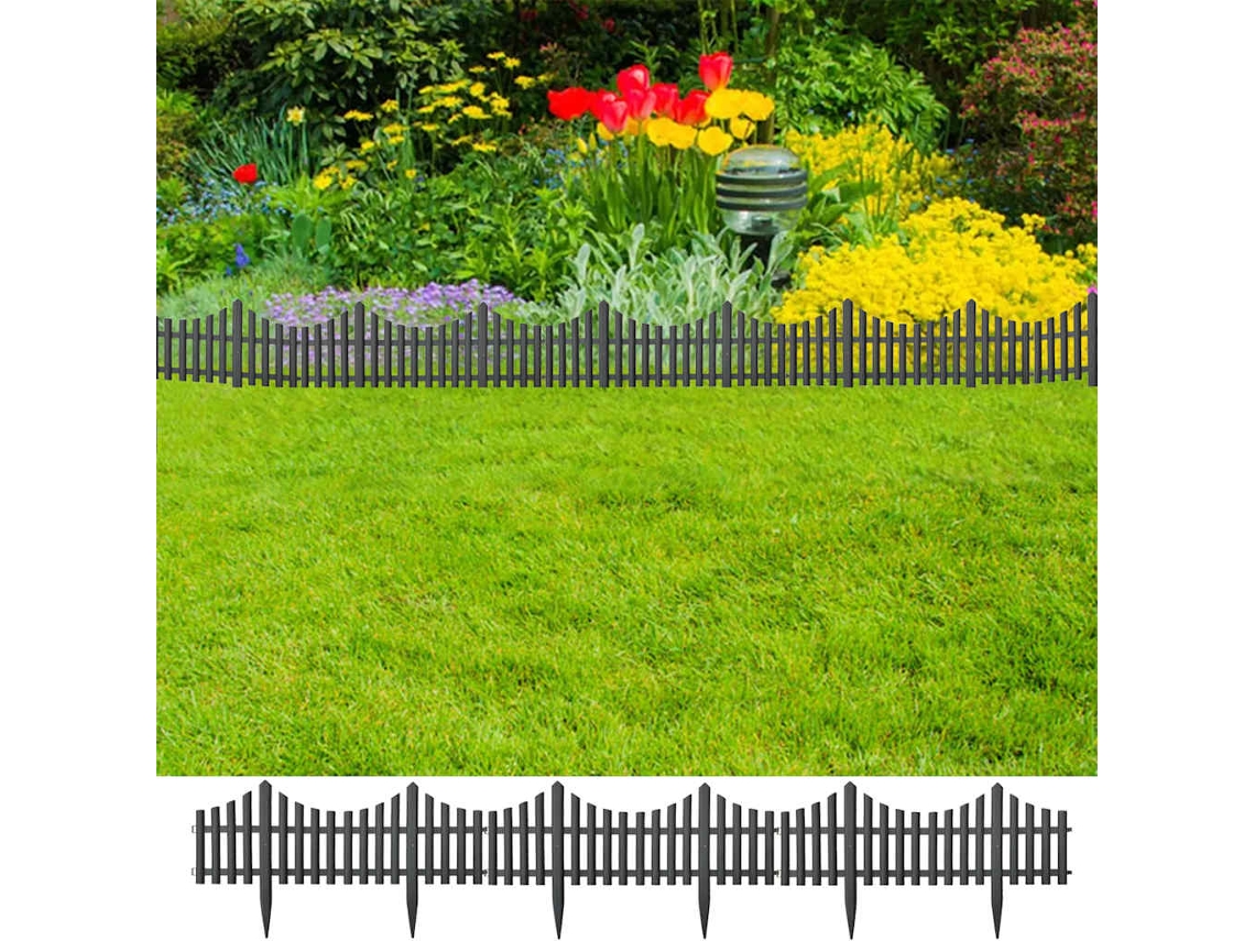 Vidaxl Bordas De Relvado 17 Pcs 10 M Pp Antracite