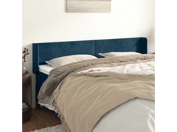 Vidaxl Cabeceira De Cama C/ Abas Veludo 163x16x78/88cm Azul-escuro