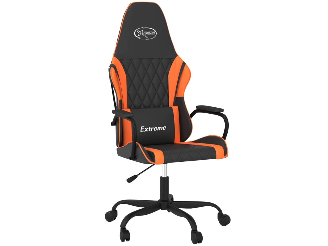 Cadeira gaming massagens VIDAXL couro artificial preto e laranja