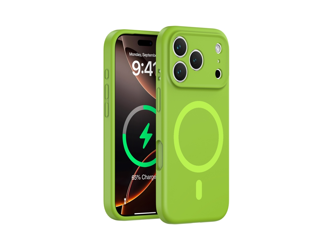 (verde-amarelo, Iphone 17 Pro Max) Capa De Silicone Líquido Para Iphone, Forte Fixação Magnética, Proteção Completa, Design Minimalista.