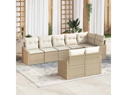 Vidaxl Conjunto De Sofá De Jardim 8 Unid. Bege E Branco Vime Pe