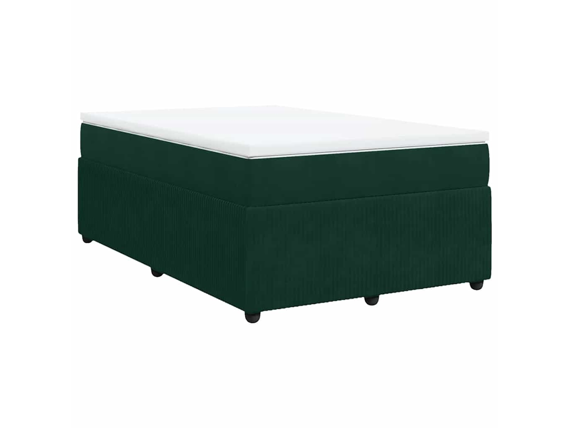 Cama Boxspring com Colchão Veludo Verde Escuro MAISON EXCLUSIVE (120x200 cm)