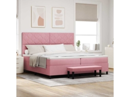 Vidaxl Cama Box Com Cabeceira Rosa 200 X 200 Cm Veludo