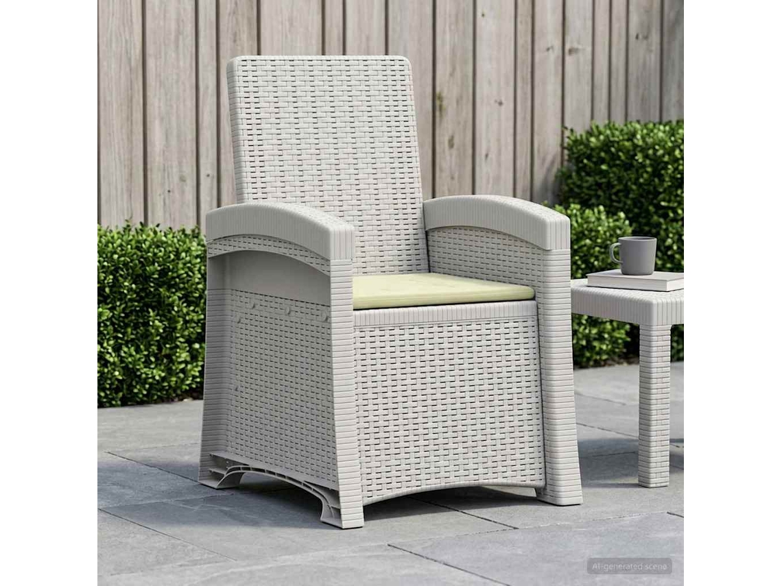 Vidaxl Cadeira De Jardim Reclinável Com Aparência De Rattan Pp