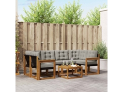 Vidaxl Conjunto De Sofás Para Exterior 7 Pcs Cinza Natural E Claro