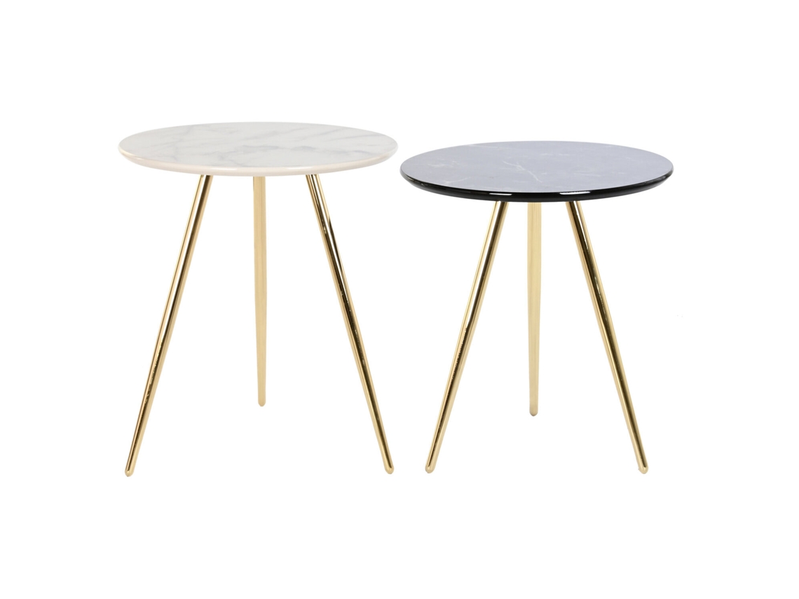 Conjunto de 2 Mesas Laterais de resina e metal, 46x46x45cm ALEXANDRA HOUSE LIVING