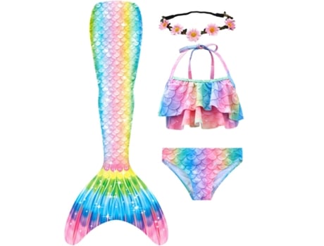 Roupa Interior de Natação Fato de Banho de Sereia Conjunto de Roupa Interior de Fantasia de Sereia 7-8 Anos FPSP