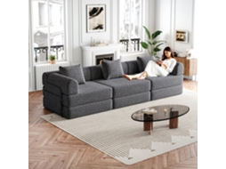 Sofá-cama Chenille 2-em-1 C/ Patente, Braço C/ Armazenamento, 3 Estruturas Metal (réplica). -kd