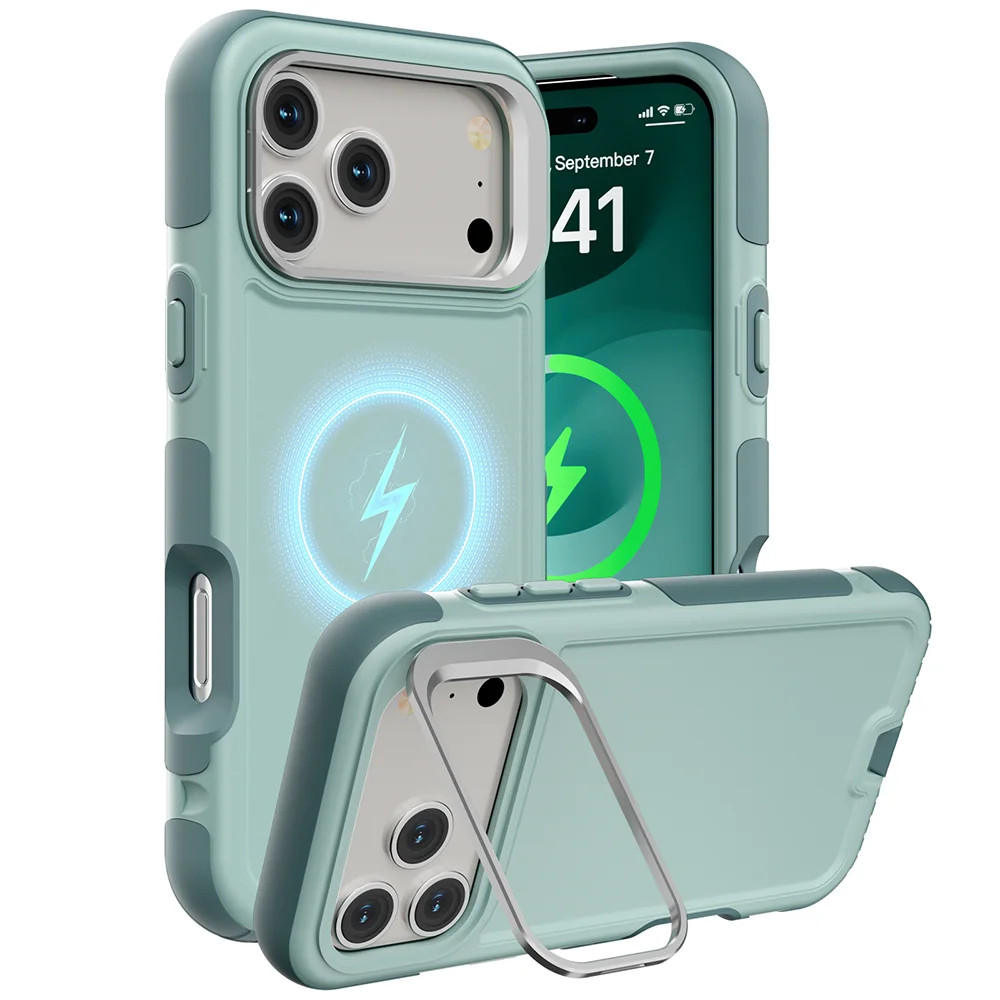 (ciano, Iphone 17 Pro Max) Capa Resistente A Impactos Com Suporte Para Lente E Anel De Metal, Compatível Com Carregamento Magnético Magsafe.