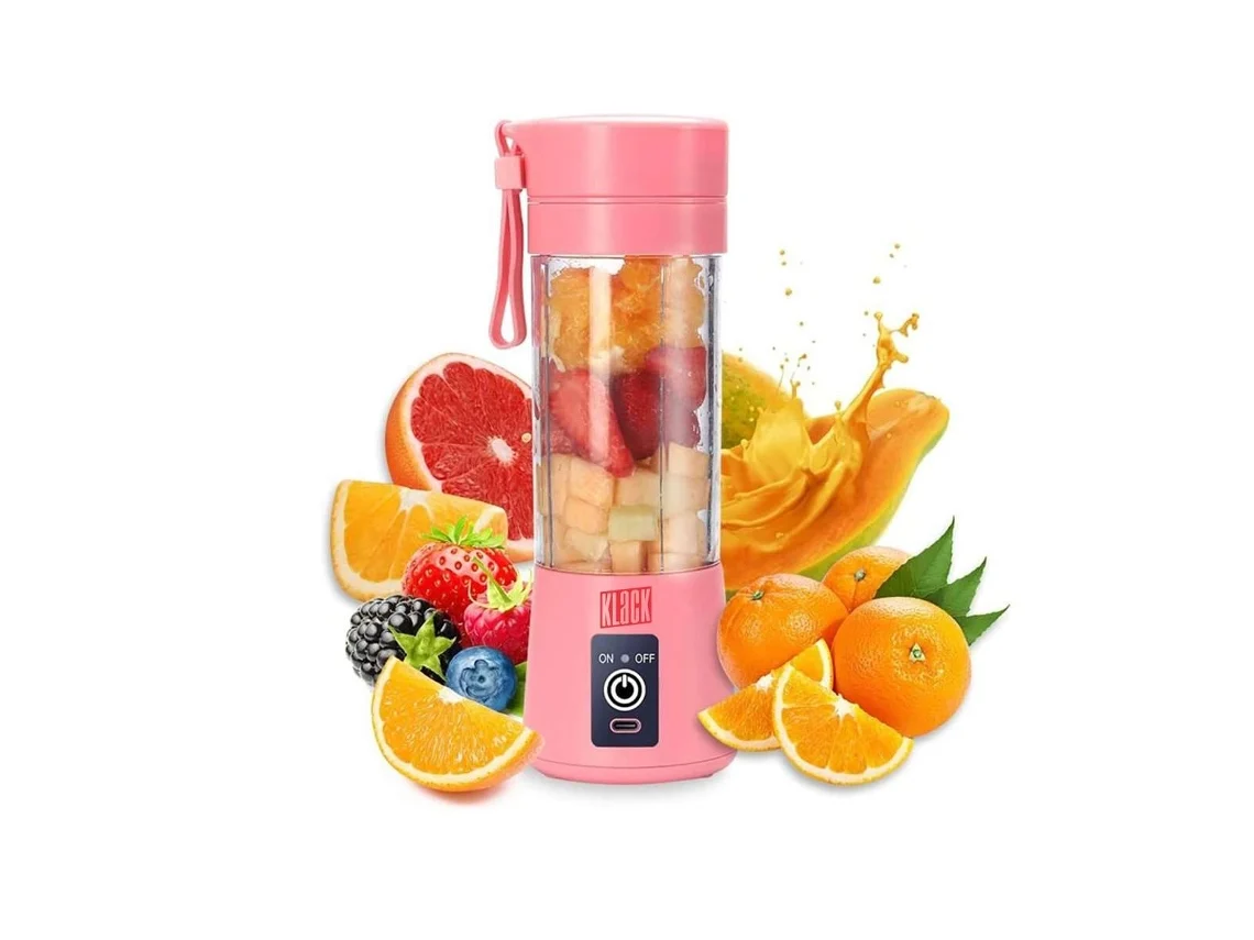 Liquidificadora Portátil Klack 380ml - 6 Lâminas Para Batidos E Smoothies - Rosa