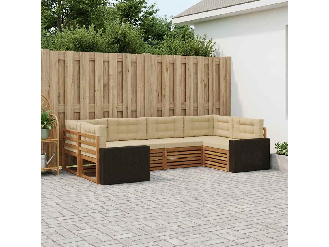 Vidaxl Conjunto De Sofás Para Exterior 6 Unid. Natural E Bege