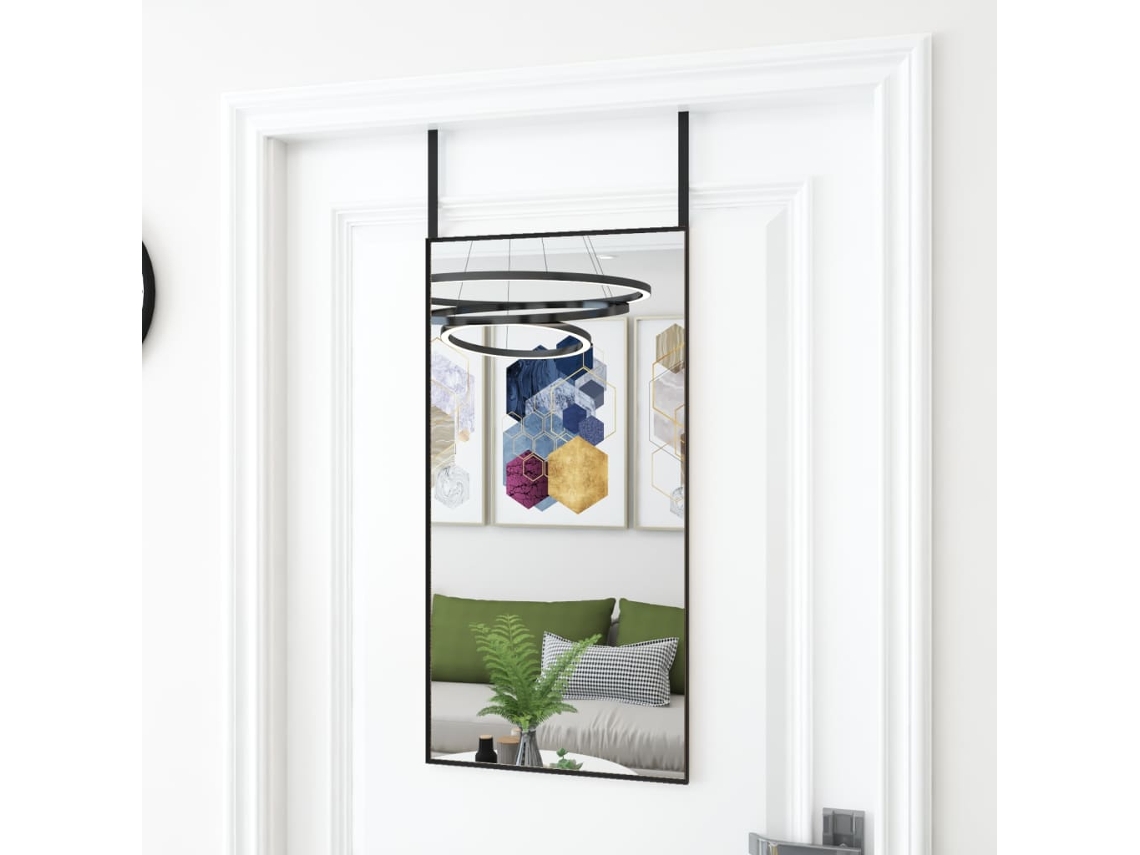 Espelho para Porta 40x80 Cm Vidro e Alumínio Preto HARLANV1