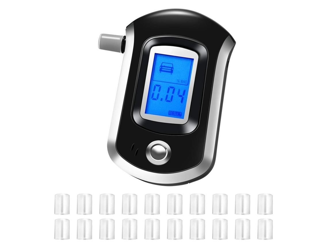 Bafômetro Portátil Com Sensor Semicondutor E Display Lcd Testador Profissional Preciso De Álcool No Hálito 20 Boquilhas Para Motoristas*