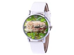 Reloj De Cuarzo Con Correa De Cuero Pu De Moda, Dial Redondo, Para Parejas (blanco)