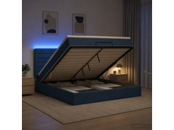 Vidaxl Cama Ottoman Com Colchão E Led Azul 140 X 200 Cm Tecido
