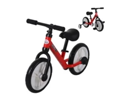 Bicicleta Equilíbrio Pedais Rodinhas Removíveis Assento Ajustável 33-38cm 24m Vermelha