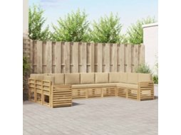 Vidaxl Conjunto De Sofás Para Exterior 10 Unid. Branco E Bege