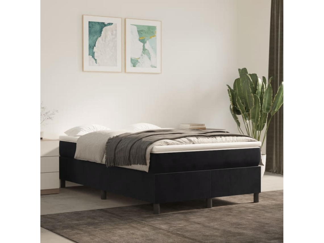 Vidaxl Cama Boxspring com Colchão 120x200 Cm Veludo Preto