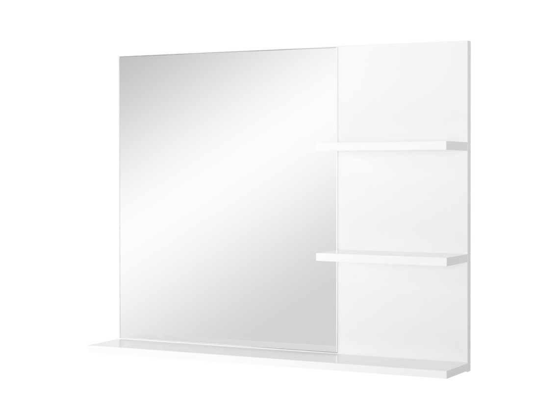 Armário de Parede de MDF com Espelho e 3 Prateleiras 60x10x48cm Branco | S/MARCA