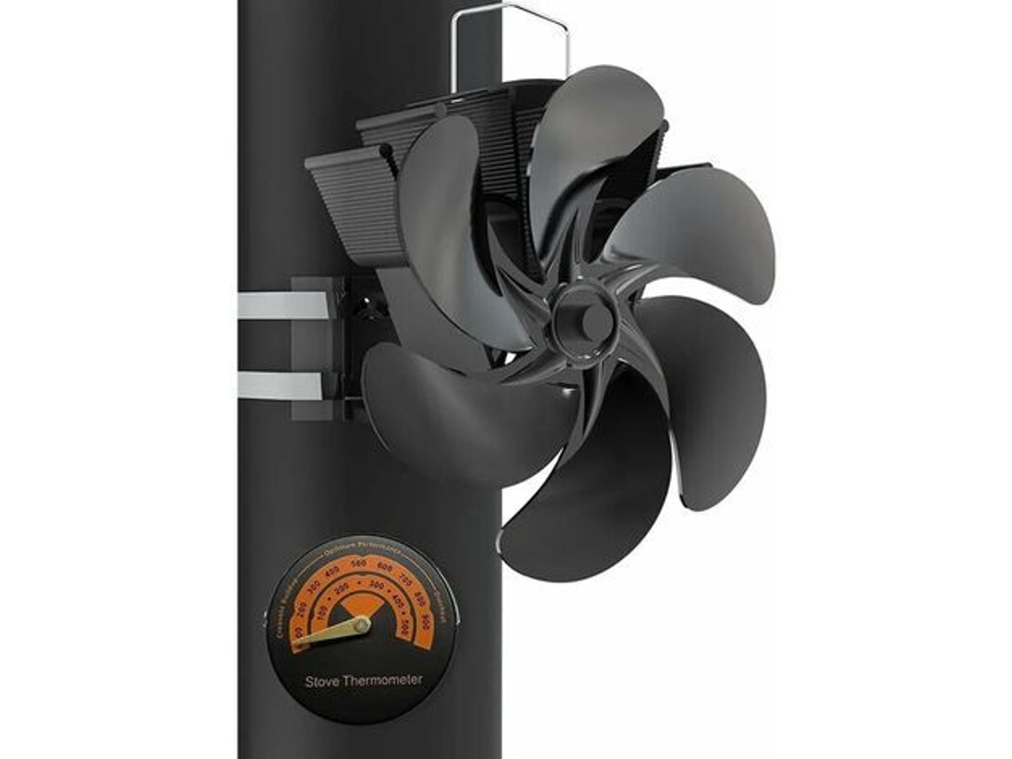 Ventoinha de Energia Térmica para Lareira Yl605 Preto para Montagem na Parede Termômetro de Metal TUSERXLN