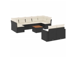 Maison Exclusive - 10 Pcs Conjunto Sofás De Jardim C/ Almofadões Vime Pe Preto