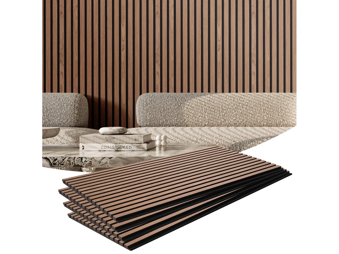 Painéis Acústicos Vevor 1200 X 600 Mm Painéis De Parede 4 Peças Cor Nogueira