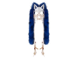 Máscara De Fantasia De Lobisomem Para O Halloween, Com Acessórios De Pêlos Falsos, Azul E Branco