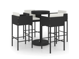 Maison Exclusive - 5 Pcs Conjunto De Bar P/ Jardim C/ Almofadões Vime Pe Preto