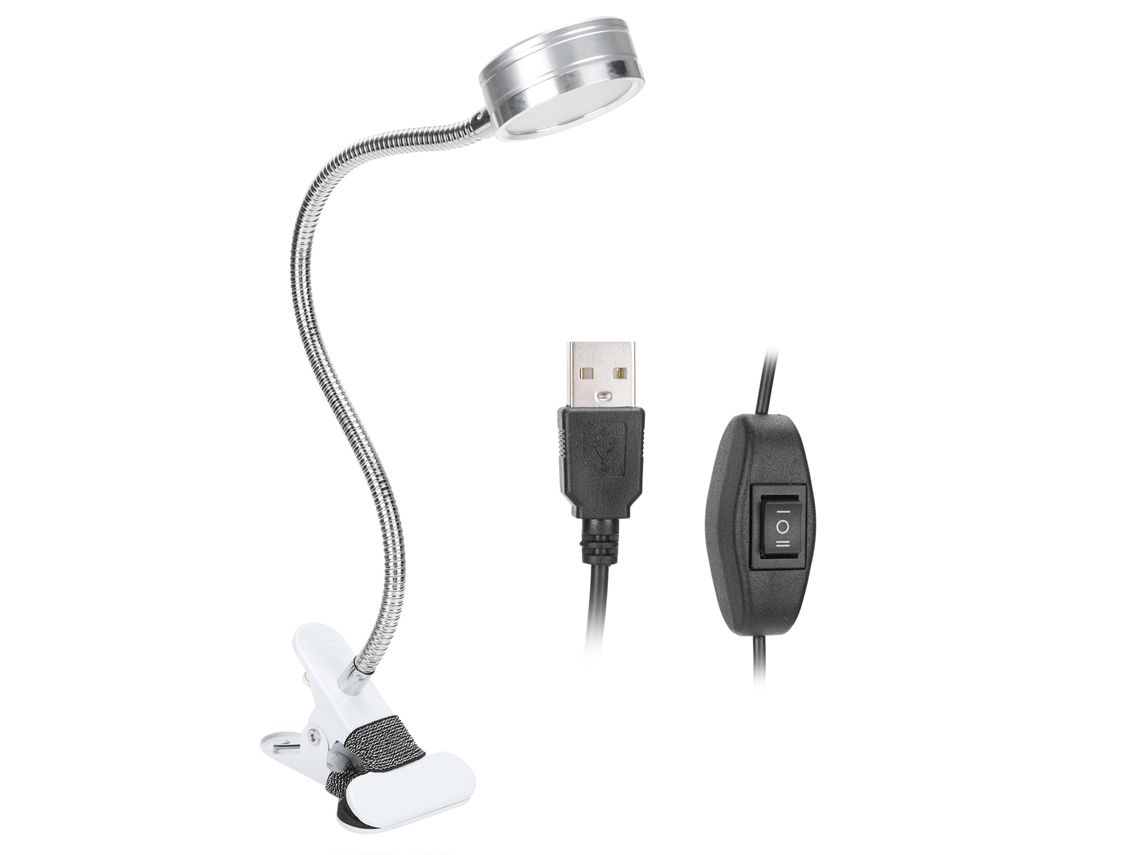 2026 luz de Pinza Usb com Temperatura de Cor Quente e Fria, Pescoço de Cisne Ajustável 360 Graus (prateado)