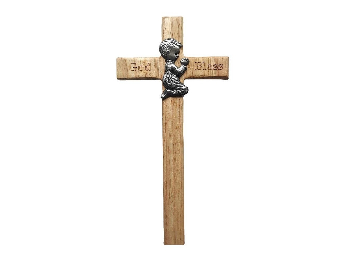 Cruz de Madeira com Menino para Decoração de Natal e Presente ARTES MARCA