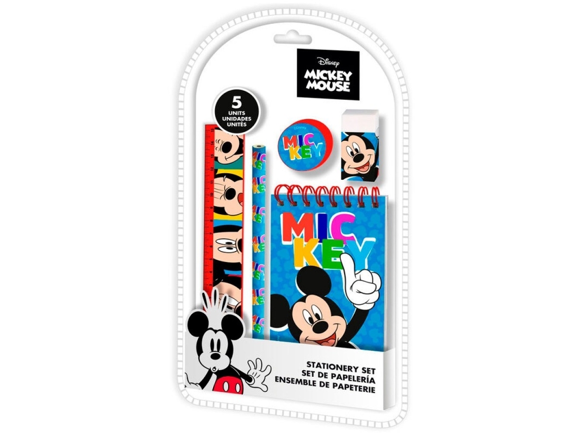 Conjunto de Presente de Papelaria Mickey 5 Peças 15X26 cm