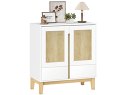 Aparador Com 2 Portas, 2 Gavetas E Prateleira Ajustável, 80 X 40 X 86 Cm, Branco E Carvalho.