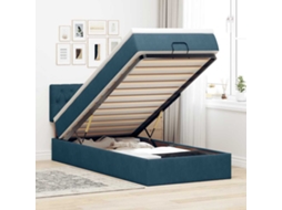 Vidaxl Cama Otomana Com Colchão Leds 80x200cm Veludo Azul-escuro