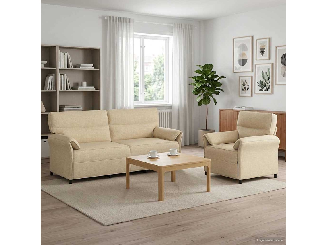 Vidaxl Conjunto De Sofás 2 Unid. Creme Tecido