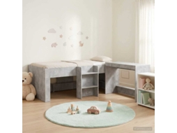 Vidaxl Estrutura De Cama Com Mesa 2 Unid. Cinzento Cimento