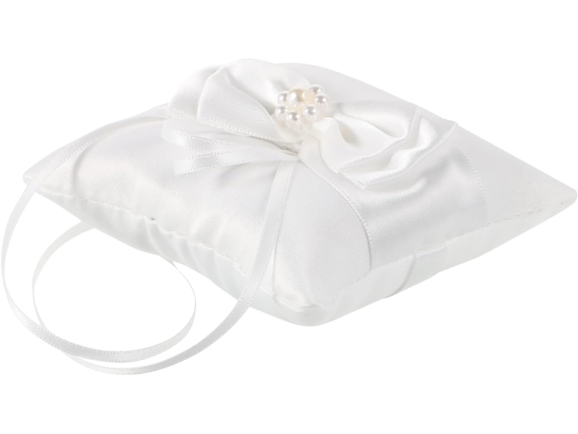 Almofada Porta Alianças para Daminhas, Cerimônia de Casamento, Cetim, com Laço, Acessório CHABERLU