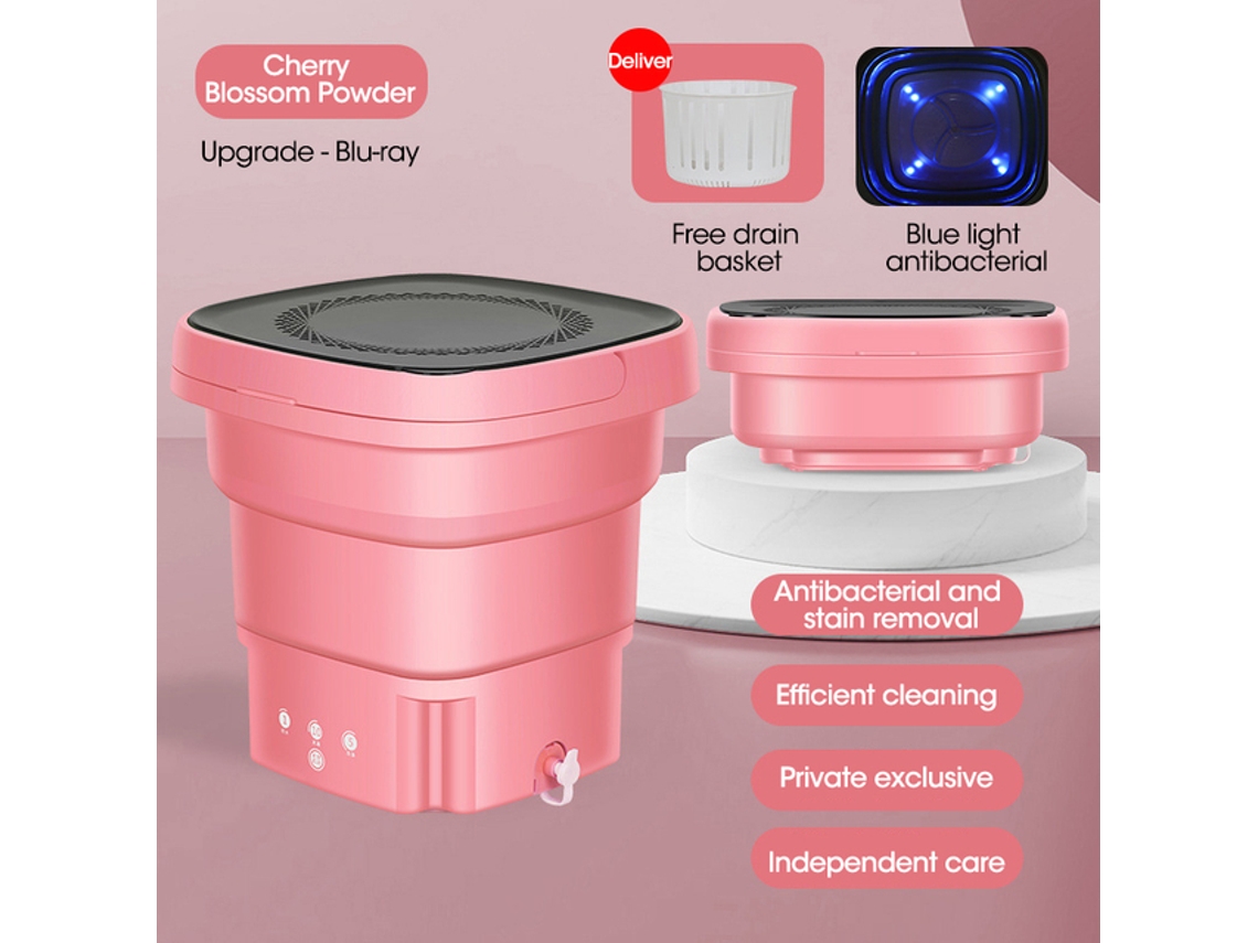 Máquina de Lavar Roupas Íntimas Portátil com Secadora Balde Meias Lavadora de Roupas Acampamento Dobrável Mini Máquina de Lavar 5L Eletrodomésticos