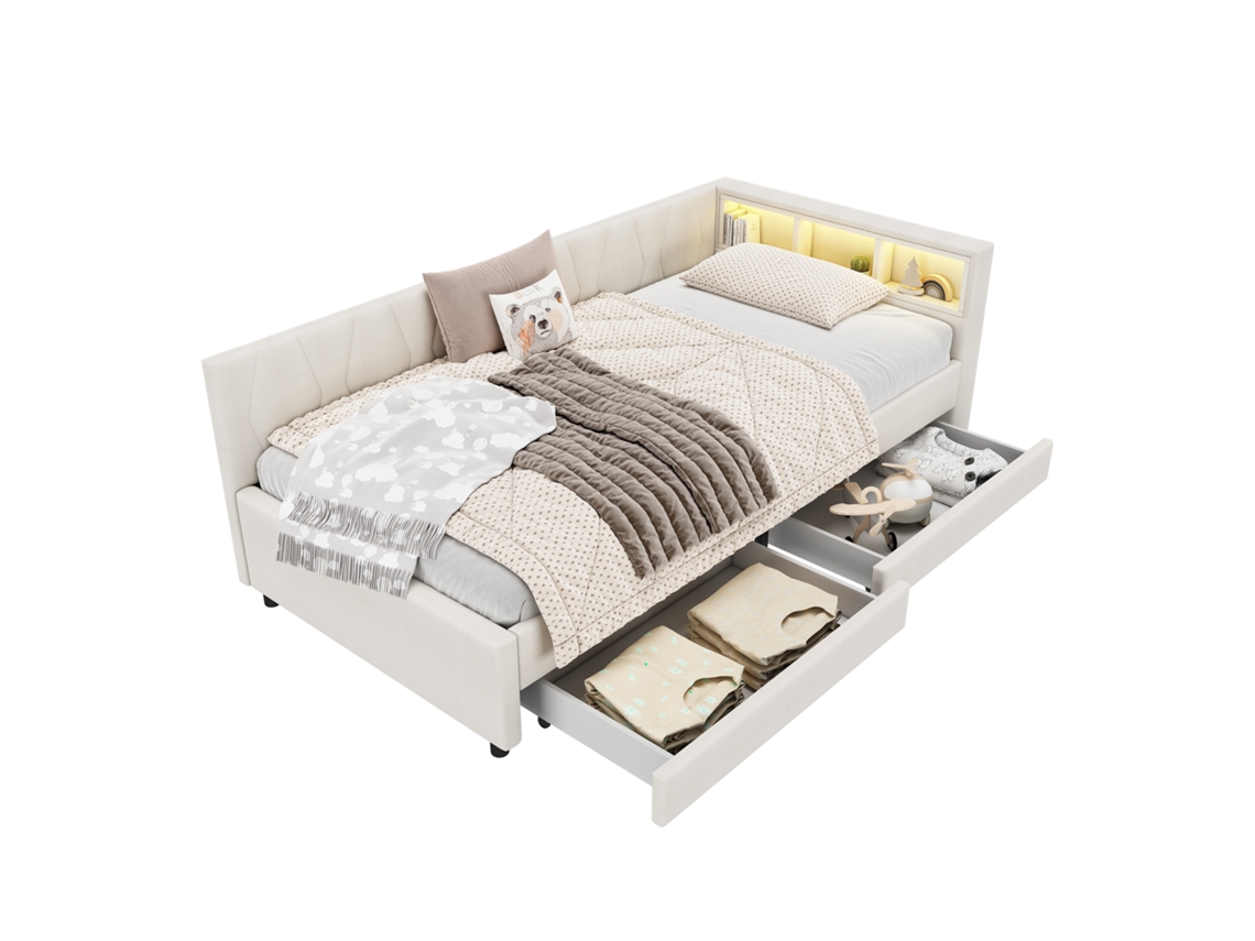 Sofá cama 90x200 com Armazenamento e Usb PAPRIKA