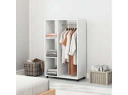 Guarda roupa com Rodízios, Closet Móvel, 80x40x128cm, Branco ZIWEI STORE