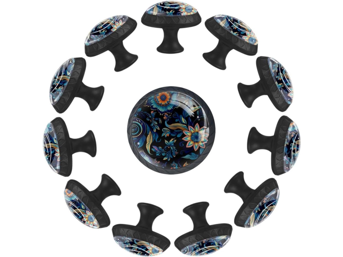 Puxadores Redondos Para Gavetas De Cômoda, Puxadores Para Armários De Cozinha, 12 Peças, Estilo Boêmio Decorativo Azul